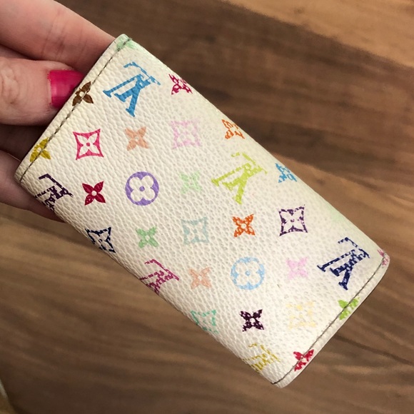 Louis Vuitton AUTHENTIC Multicolore Murakami White Monogram 4 Ring Hook Key Case - Picture 5 of 16
